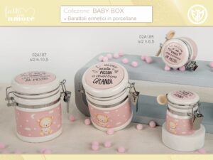 Barattolo battesimo / nascita rosa azzurro